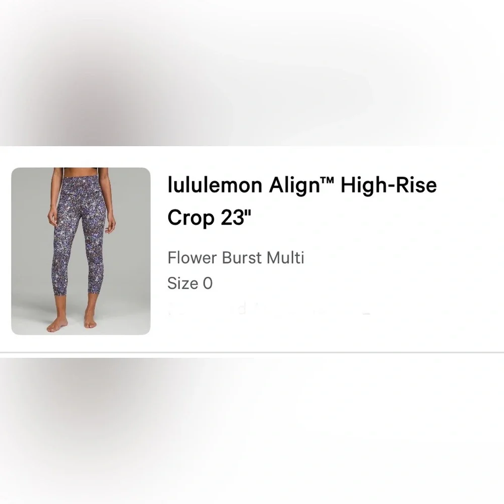 Lululemon Align High Rise Crop 23” Flower Burst Multi size 0